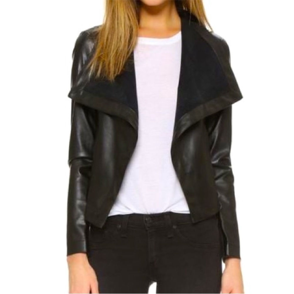 BB Dakota Black Leather Motorcycle Jacket Asymmetrical Zipper